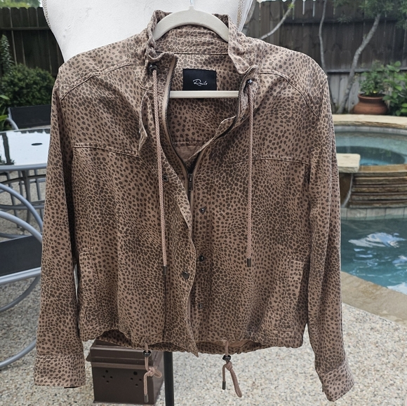 Nwot Rails Tan Animal Print Bomber Jacket Lightweight Coat Womens S - Picture 1 of 8